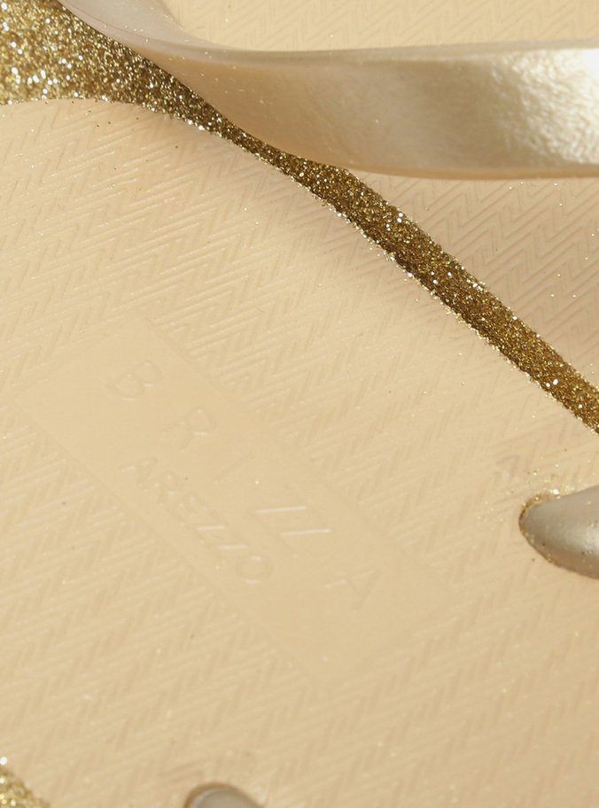 Chinelo de Dedo Dourado Brilho Flatform Brizza