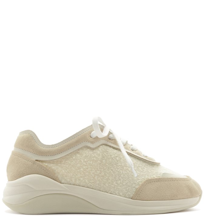 Tênis Athleisure Bouclé Amarração Bianco e Off-White