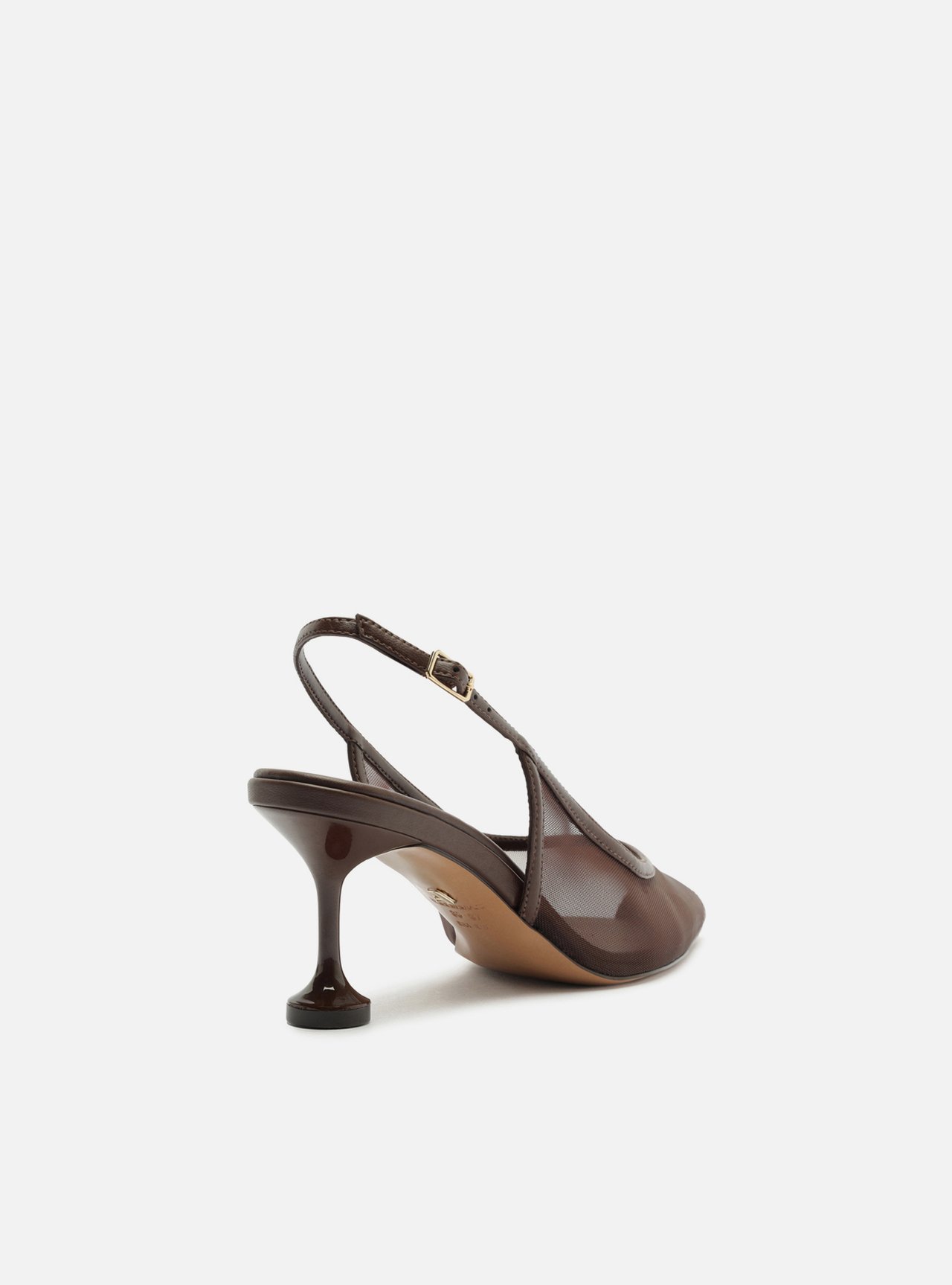 Scarpin Marrom Tela Salto Médio Taça Slingback — foto 3