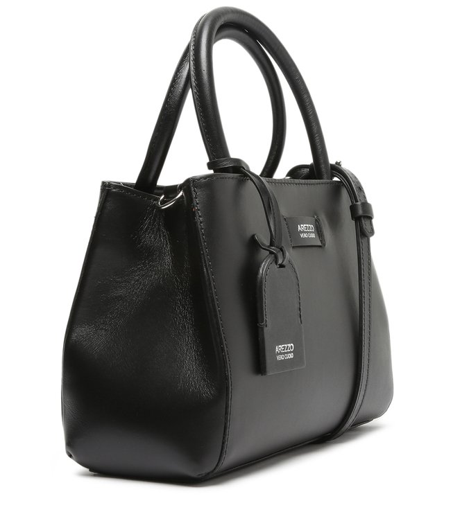 Bolsa Tiracolo Preta Couro Estruturada