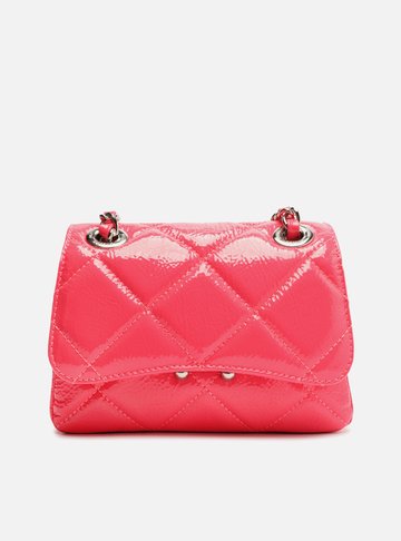 Bolsa Tiracolo Rosa Couro Verniz Mizz Pequena
