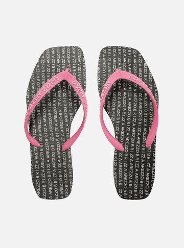 Chinelo de Dedo Rosa Square Tiras Logo