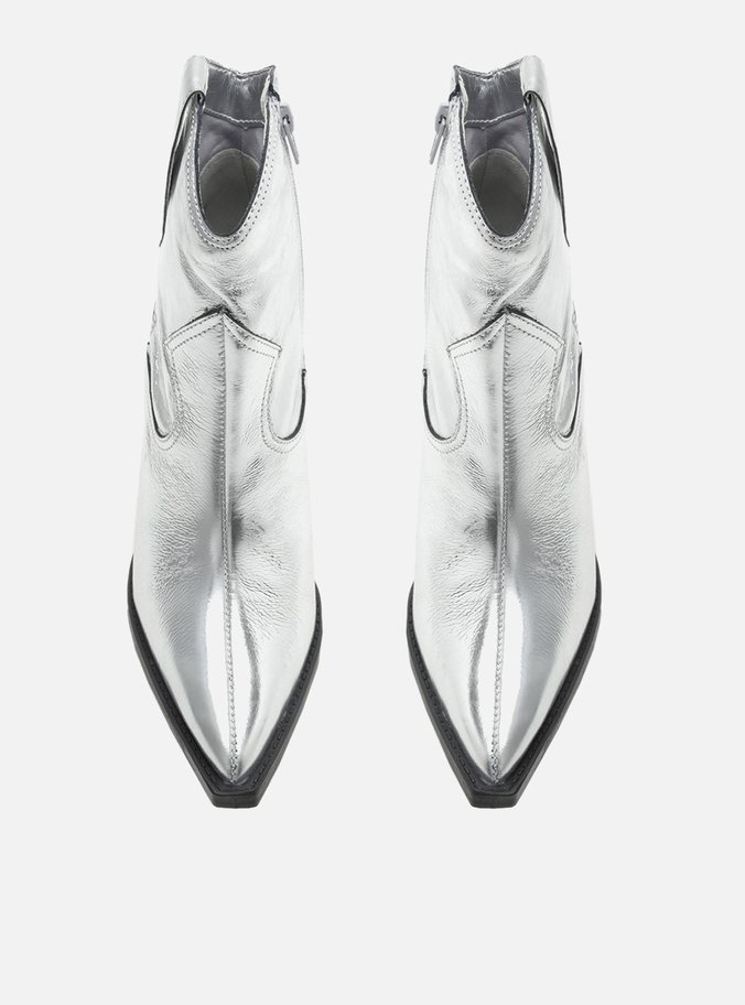 Bota Prata Cano Curto Bloco Western
