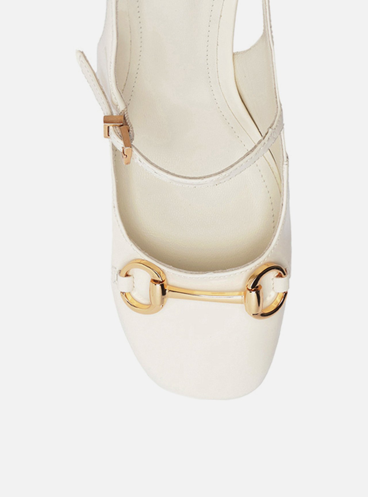 Sapato Boneca Branco Verniz Bloco Slingback — foto 5