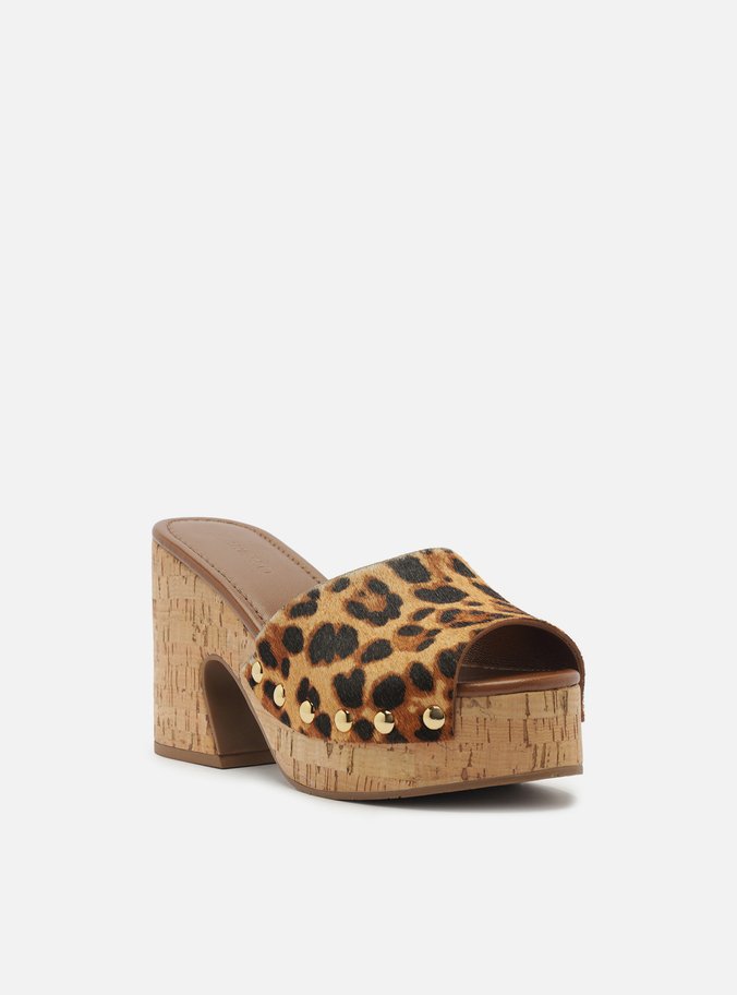 Tamanco Animal Print Meia Pata Cortiça