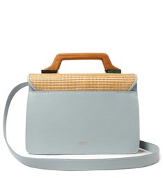 Bolsa Satchel Azul Ráfia Alana Média Bolsa Satchel Azul Ráfia Alana Média