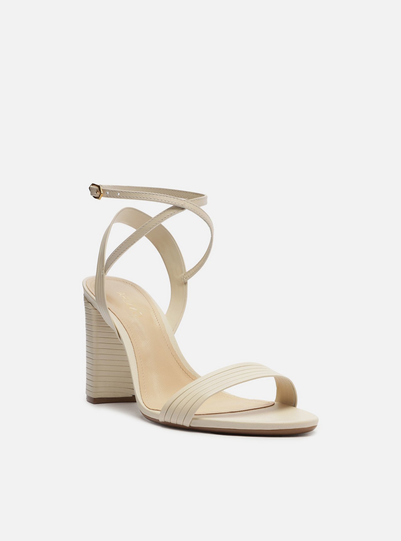 Sandália Off White Salto Bloco Amarração Tiras — foto 2