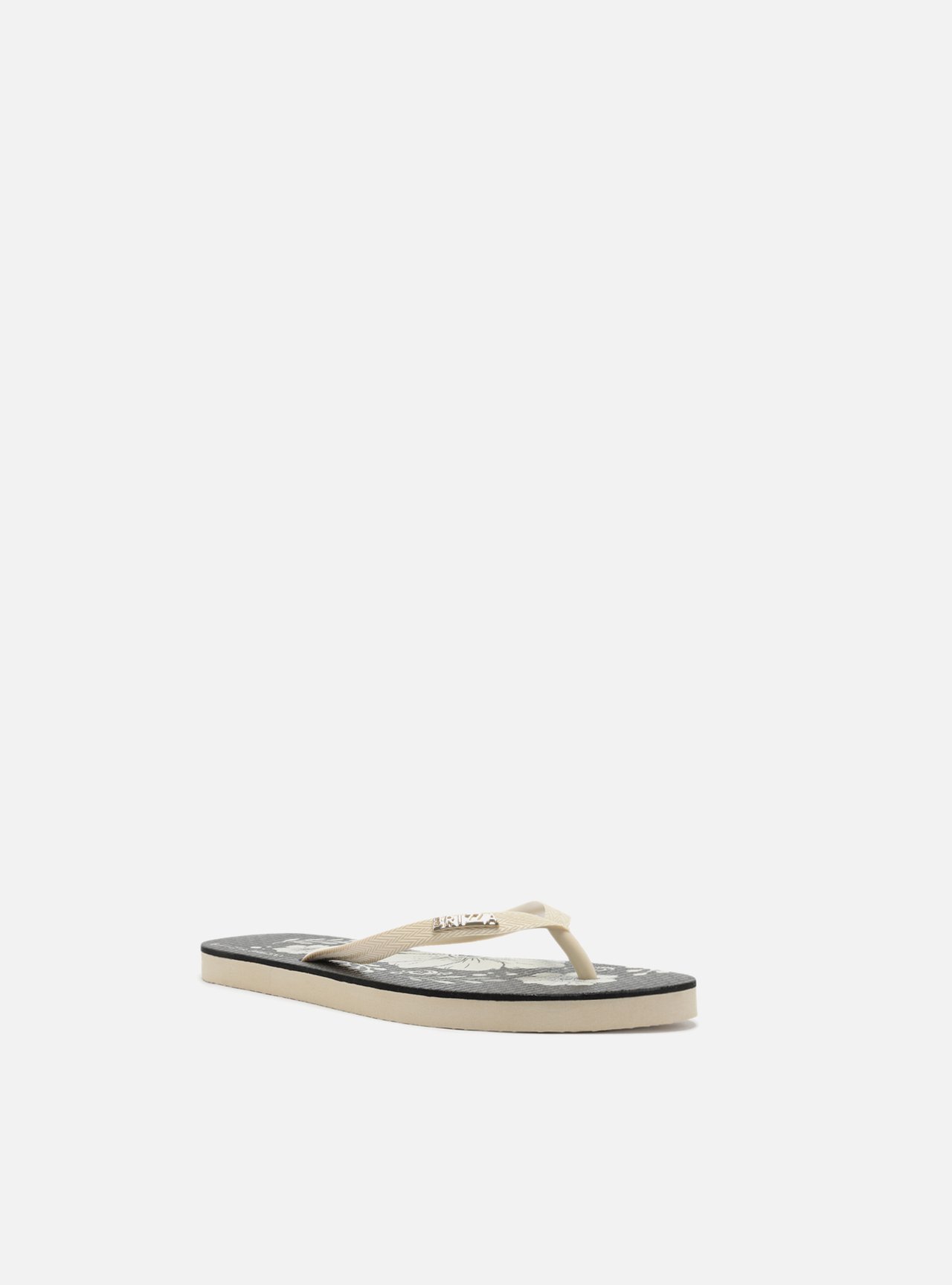 Chinelo de Dedo Preto Estampa Flores — foto 2