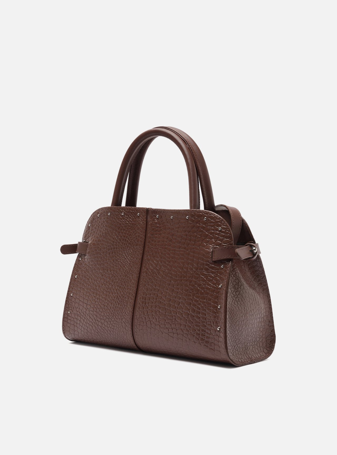Bolsa Tote Marrom Croco Grande Rebites — foto 2