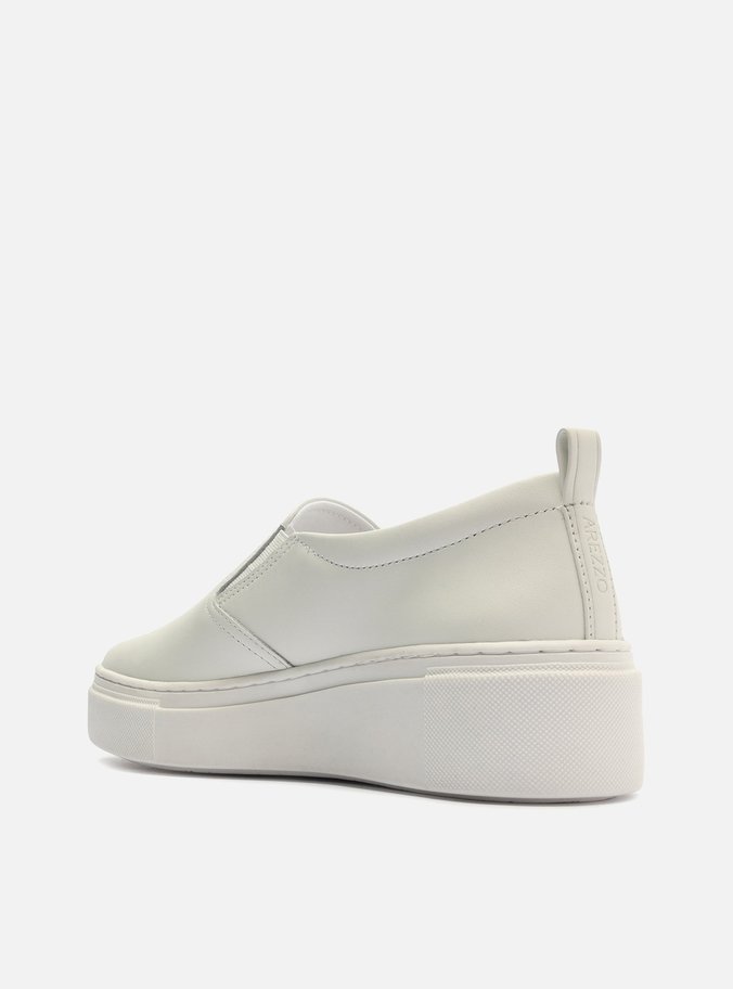 Tênis Slip On Couro Flatform Elástico Branco