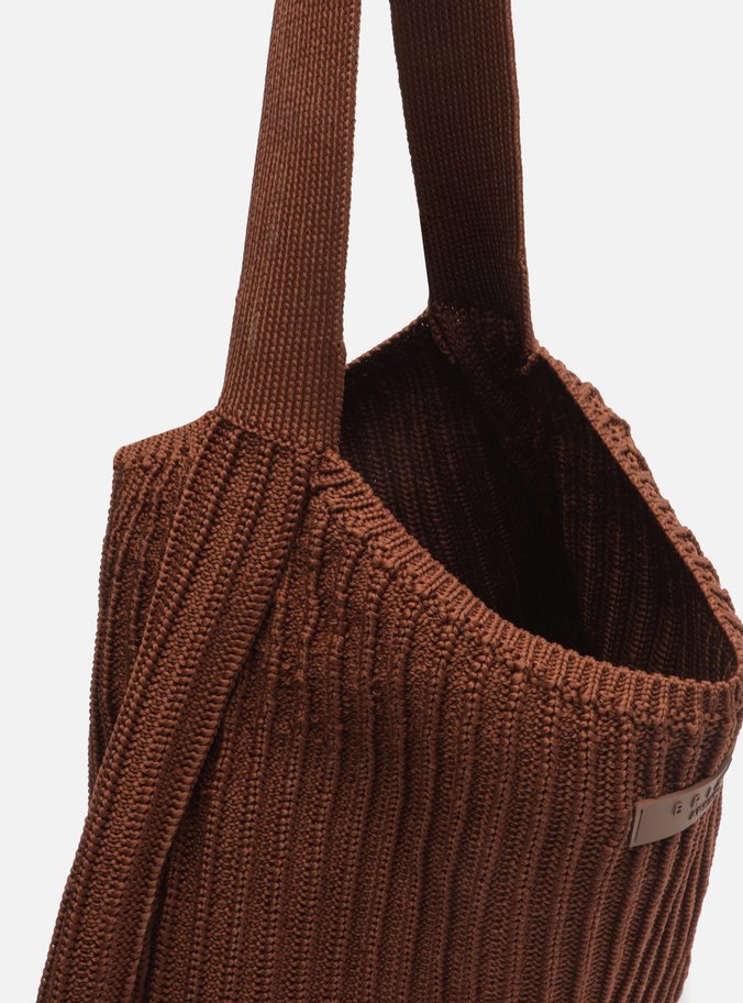 Bolsa Shopping Crochê Marrom Grande Brizza