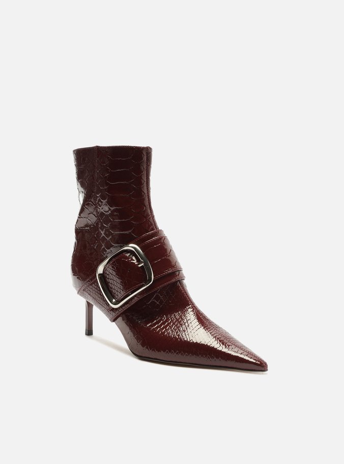 Bota Vermelha Snake Salto Fino Fivela