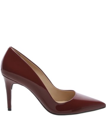 Scarpin Verniz Bico Fino Alto Vinho