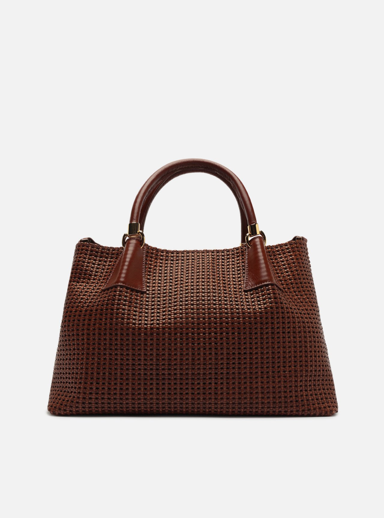 Bolsa Tote Marrom Couro Média Tressê — foto 1