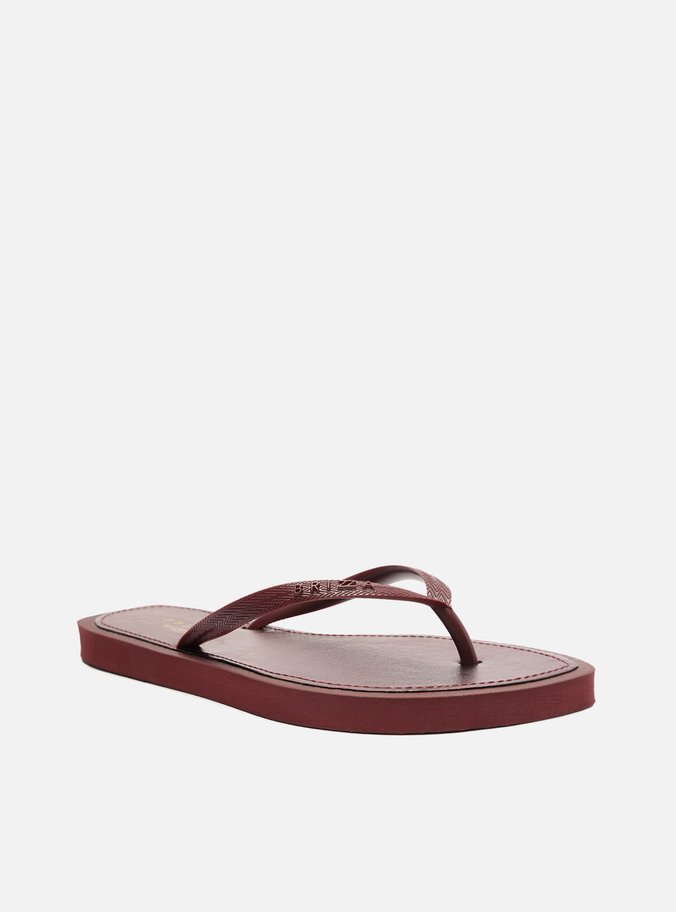 Chinelo de Dedo Vermelho Metal Recouro Flash