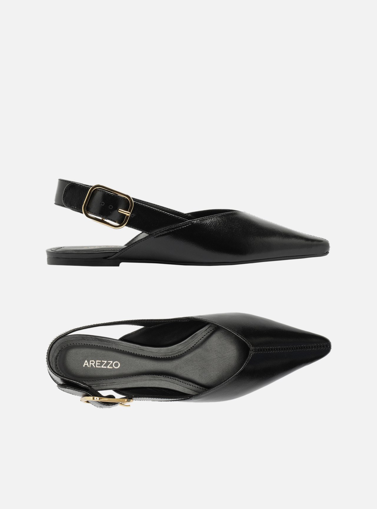 Sapatilha Preta Couro Slingback Fivela — foto 5