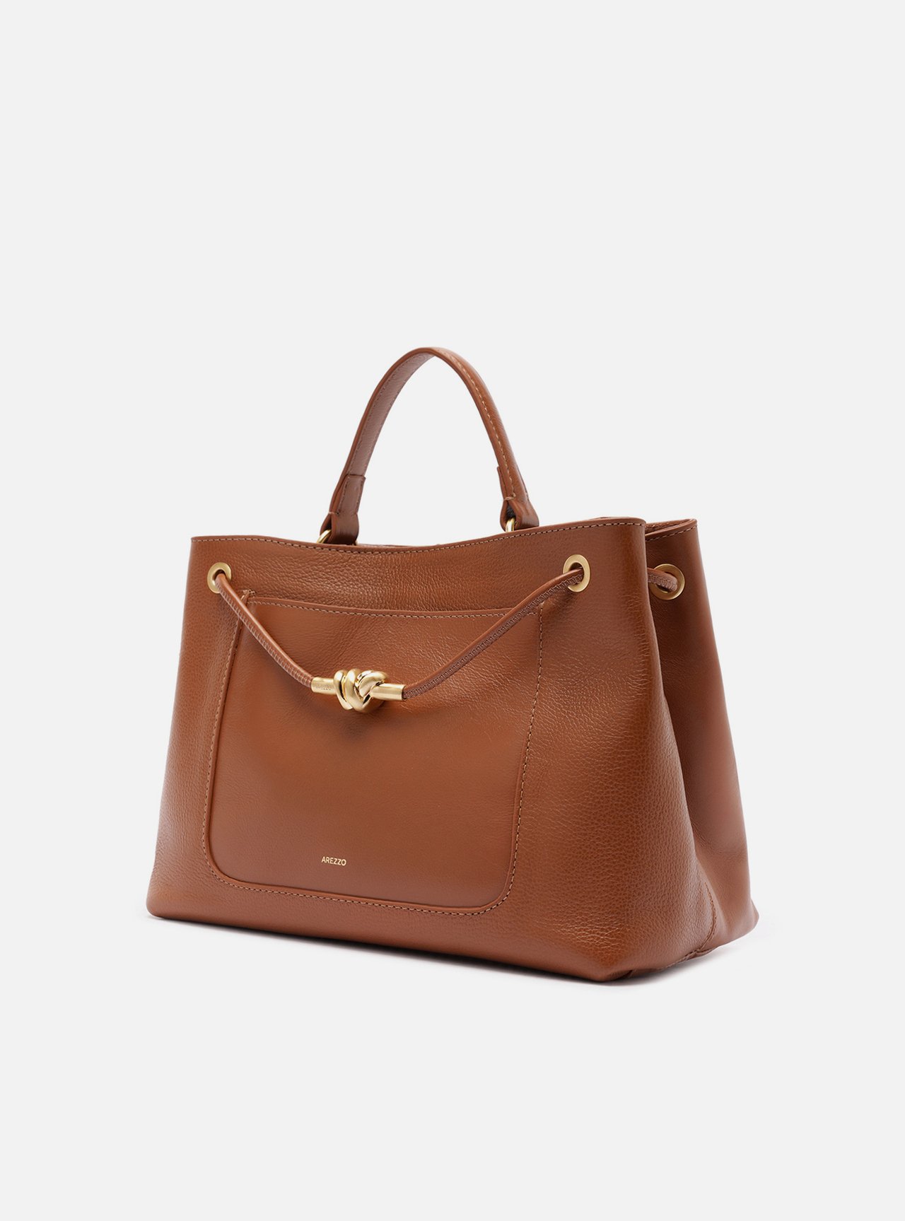 Bolsa Tote Marrom Couro Helena Grande Nó — foto 2