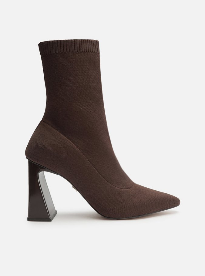 Bota Skinny Marrom Knit Cano Curto