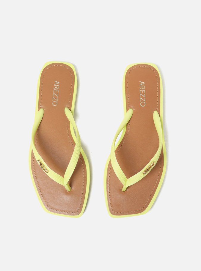 Chinelo de Dedo Verde Lime Bico Quadrado Brizza