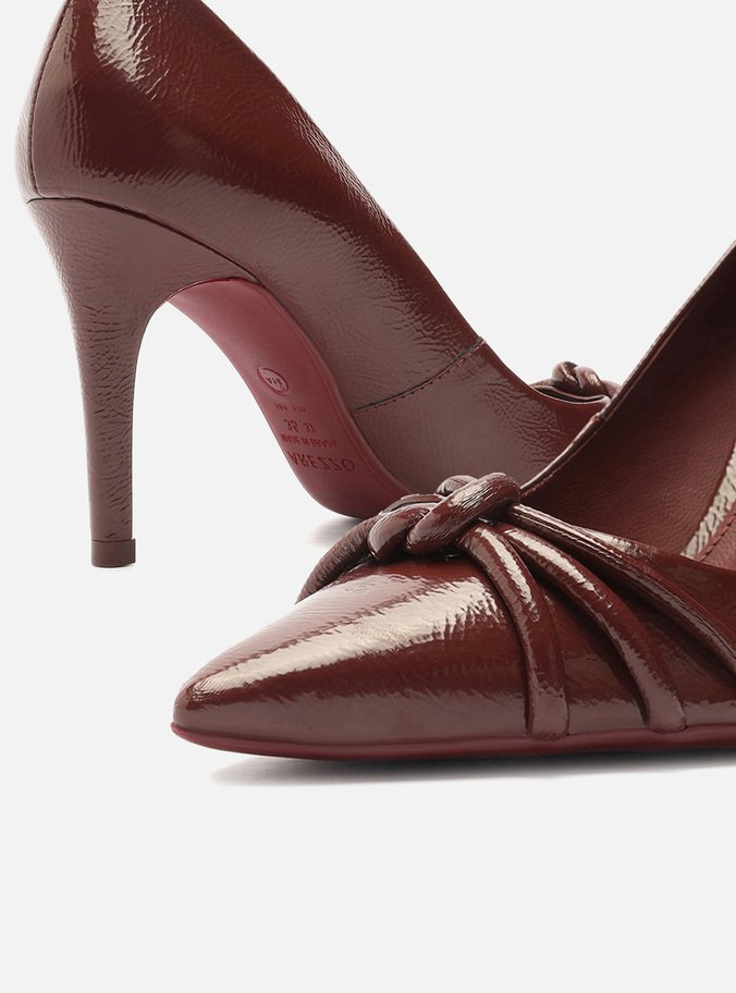 Scarpin Vermelho Verniz Salto Fino Tiras