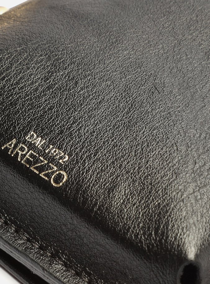 Bolsa Tiracolo Porta Celular Couro Preto Tachas
