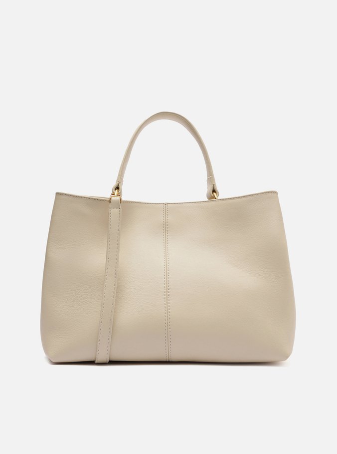 Bolsa Tote Branca Couro Tressê Grande Nó Metal
