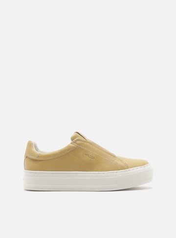 Arezzo — Tênis Nude Couro Flatform Metal Dourado