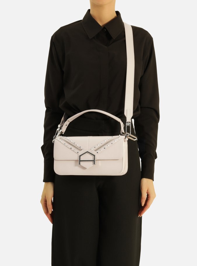 Bolsa Tiracolo Branca Couro Média Spikes
