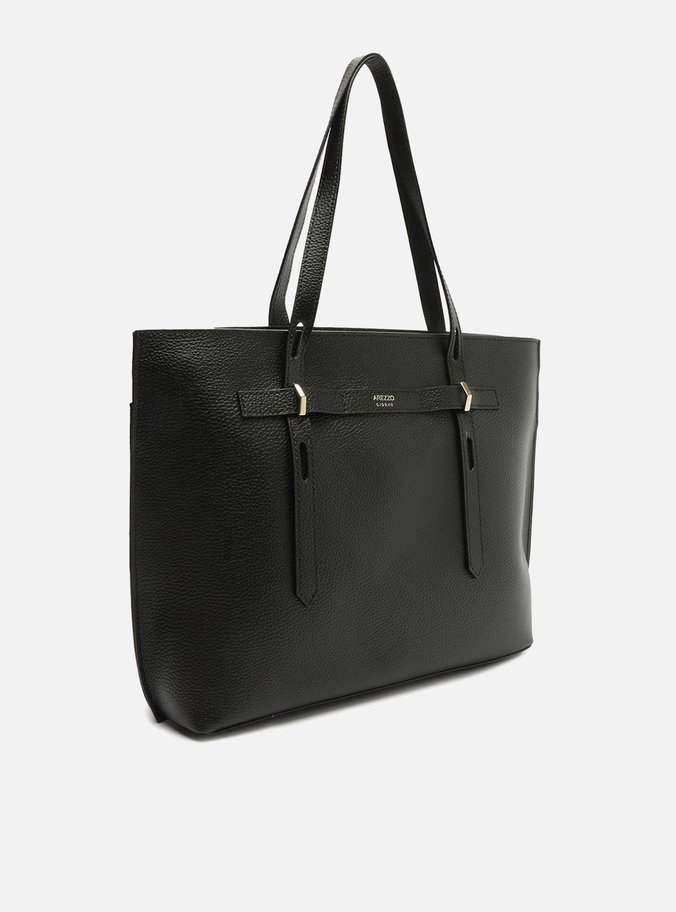 Bolsa Shopping Preta Grande Alças Metais