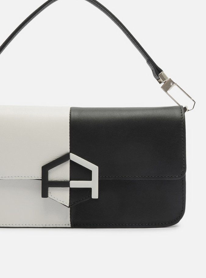 Bolsa Tiracolo Preta Couro A001 Duo Média