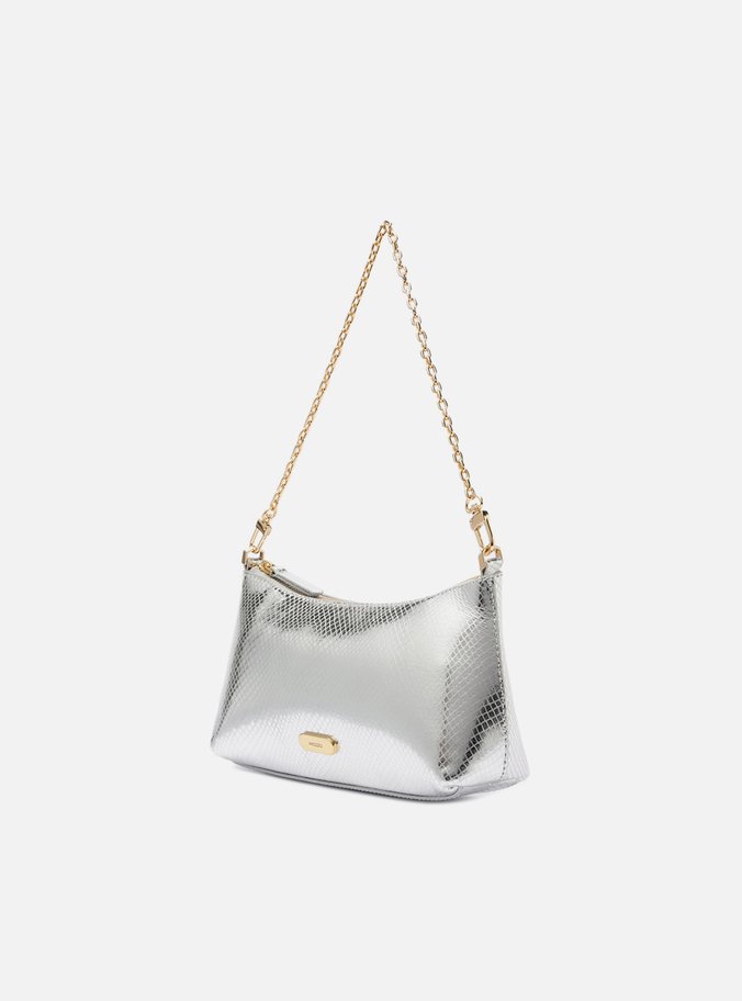 Bolsa Tiracolo Prateada Snake Pequena Corrente