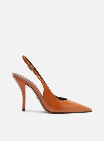 Arezzo — Scarpin Laranja Salto Fino Fivela Slingback