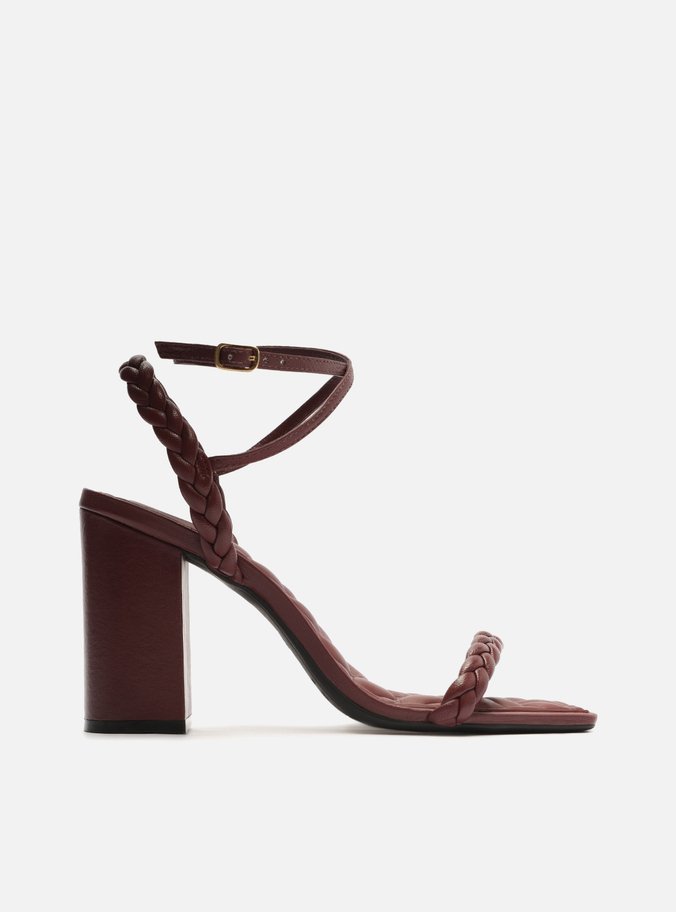 Sandália Vermelha Salto Alto Trançados