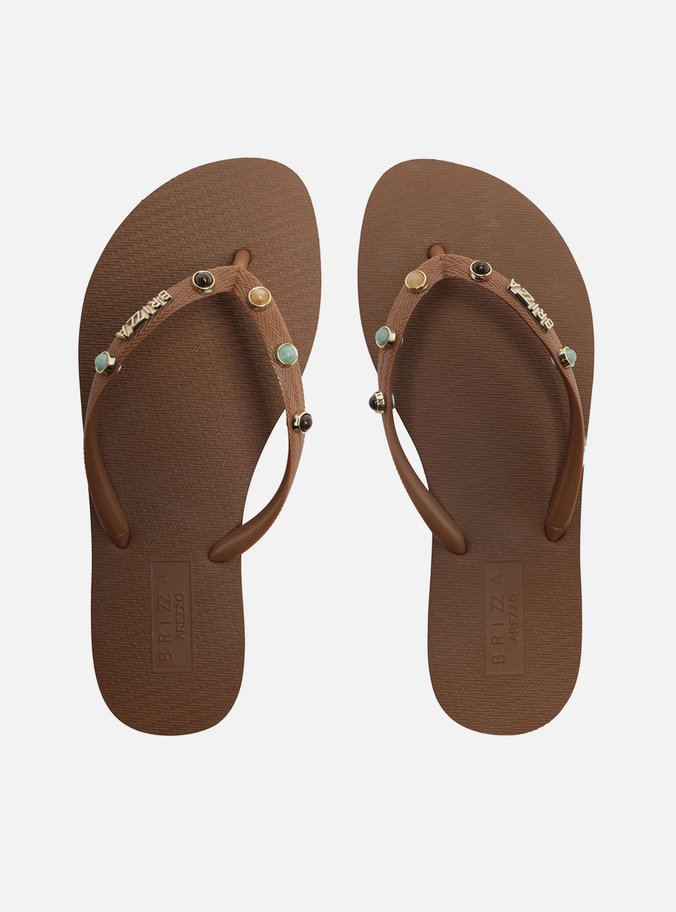 Chinelo de Dedo Marrom Plataforma Pedraria Brizza