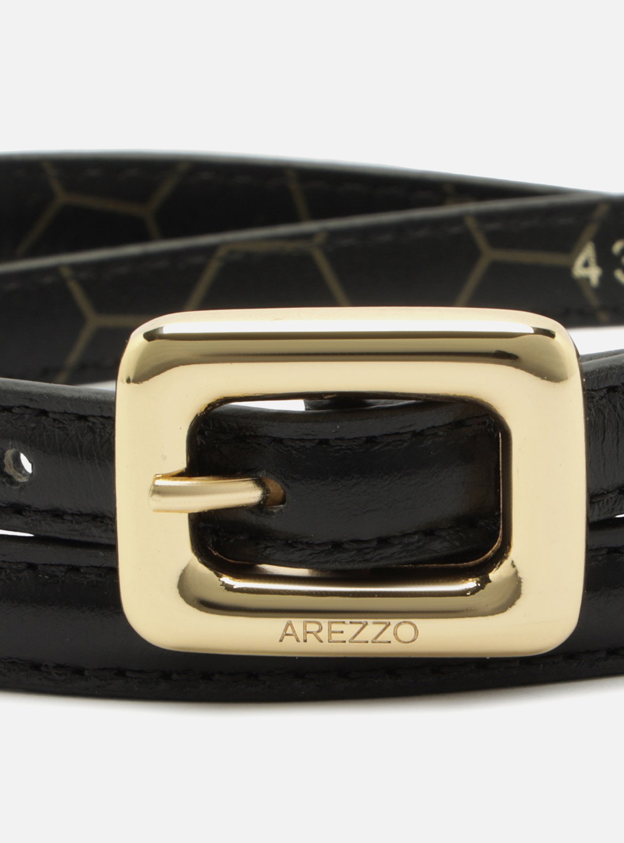Cinto Preto Couro Fino Maxi Fivela Retangular — foto 5