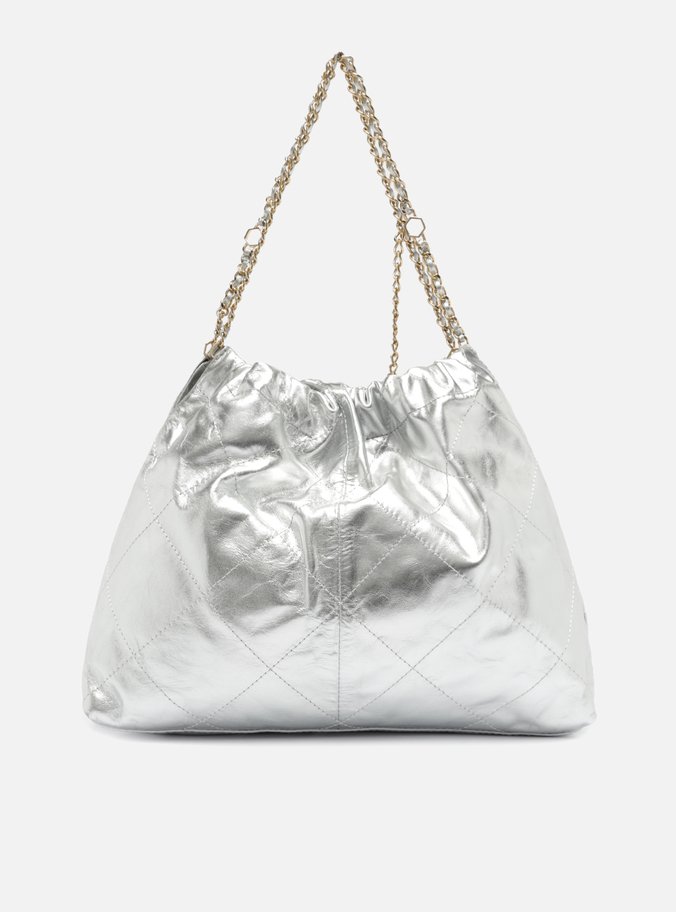 Bolsa Hobo Prata Couro Esther Grande