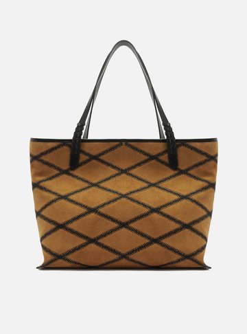Arezzo — Bolsa Shopping Marrom Couro Grande Matelassê