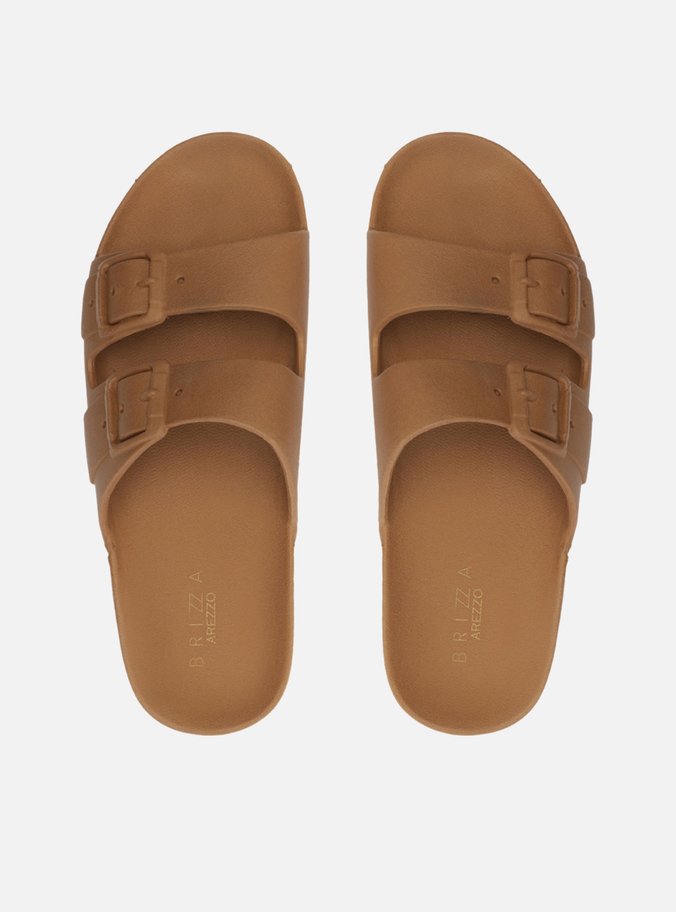 Chinelo Slide Marrom Fivelas Brizza