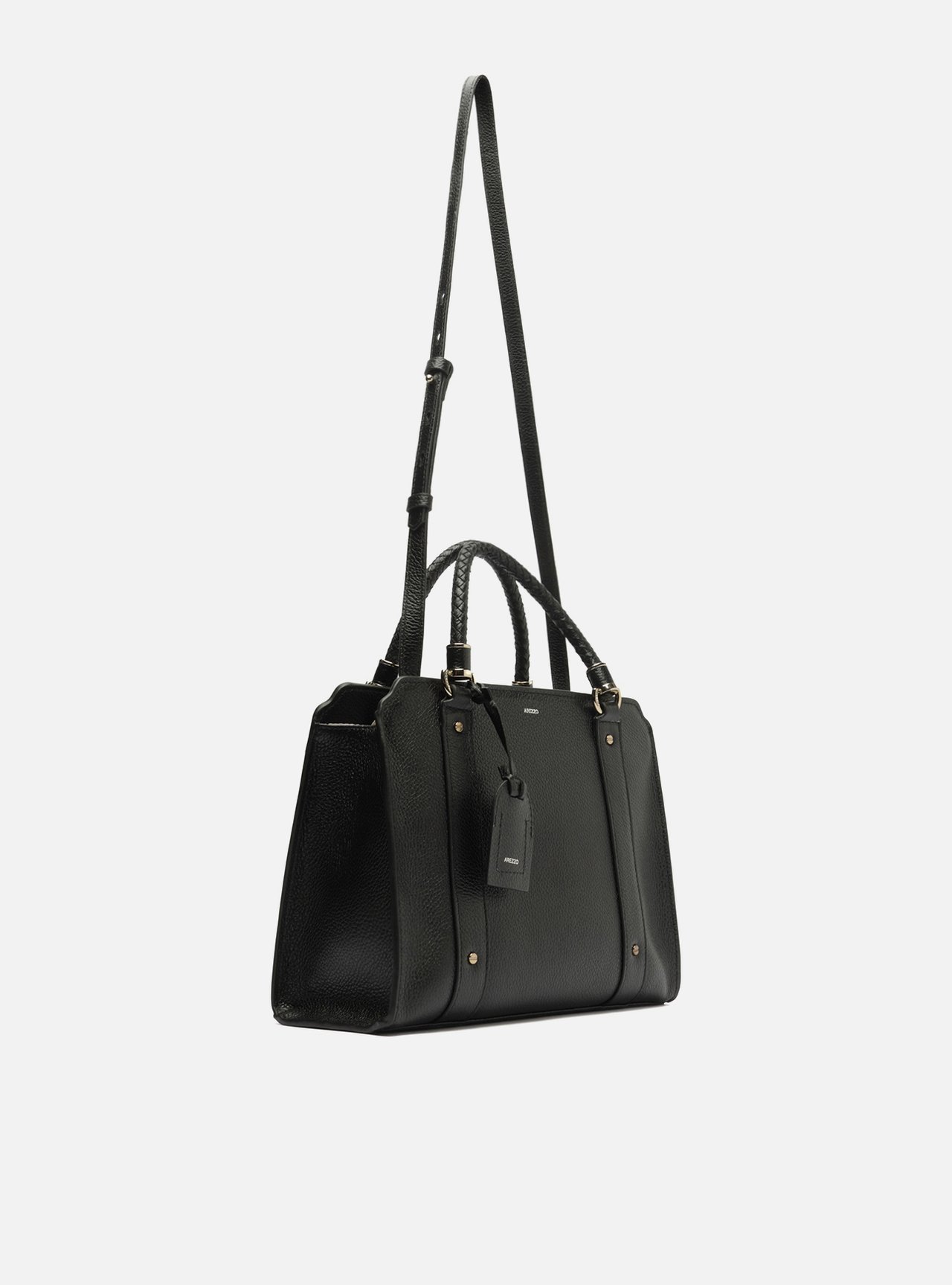 Bolsa Tote Preta Couro Piazza Grande — foto 5