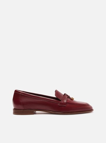 Mocassim Vermelho Couro Detalhe Tira