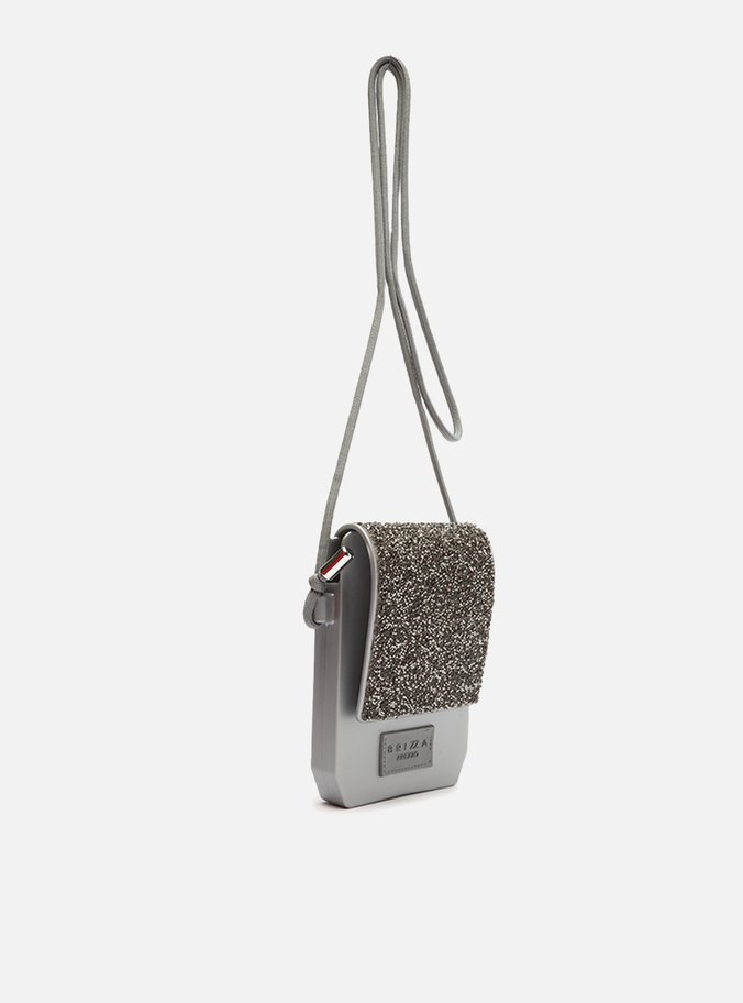 Bolsa Tiracolo Prata Glitter Pequena Brizza