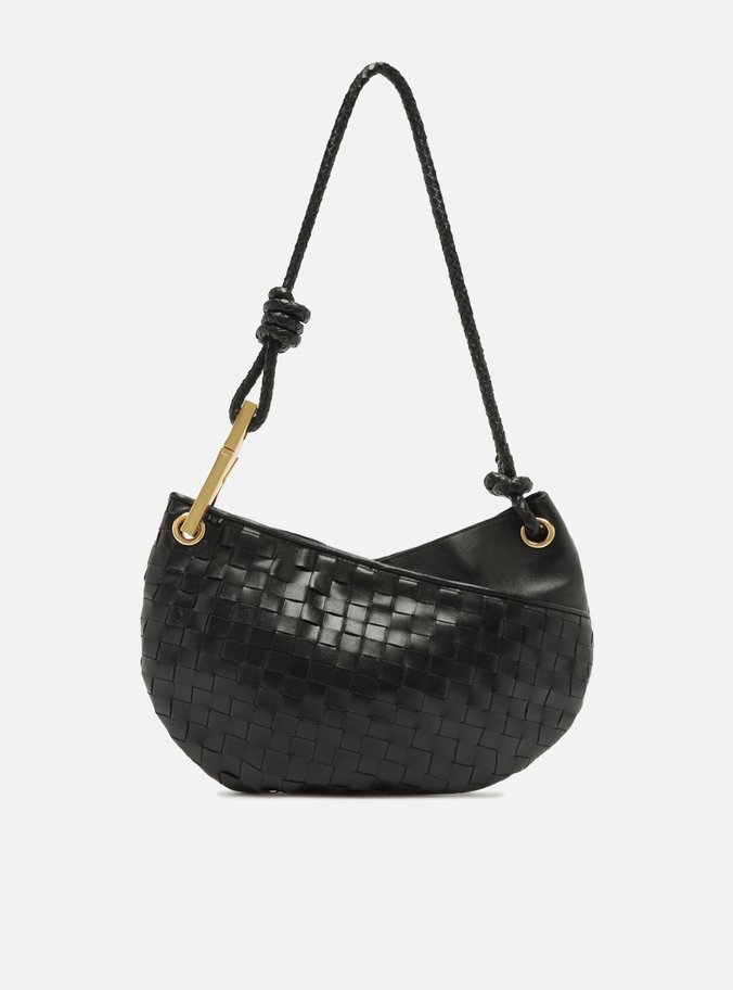 Bolsa Tiracolo Preta Couro Média Maia Tressê