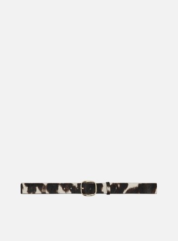 Cinto Animal Print Pelo Largo Fivela Metal