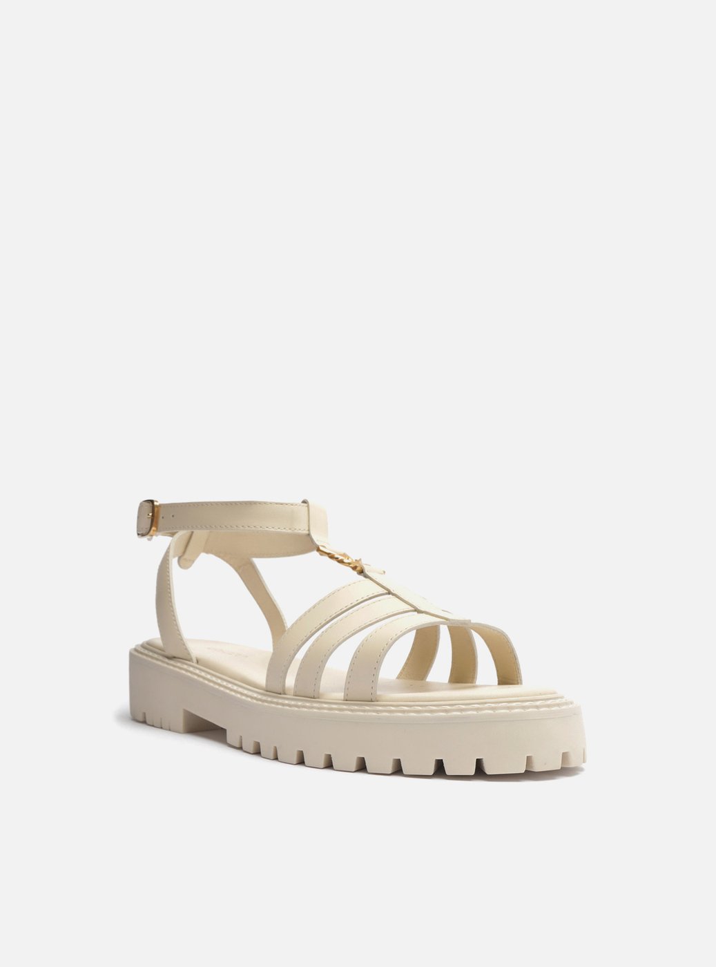 Papete Off-White Couro Salto Baixo Tratorada — foto 3