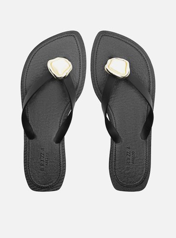 Arezzo — Chinelo de Dedo Preto Recouro Flash Pedra