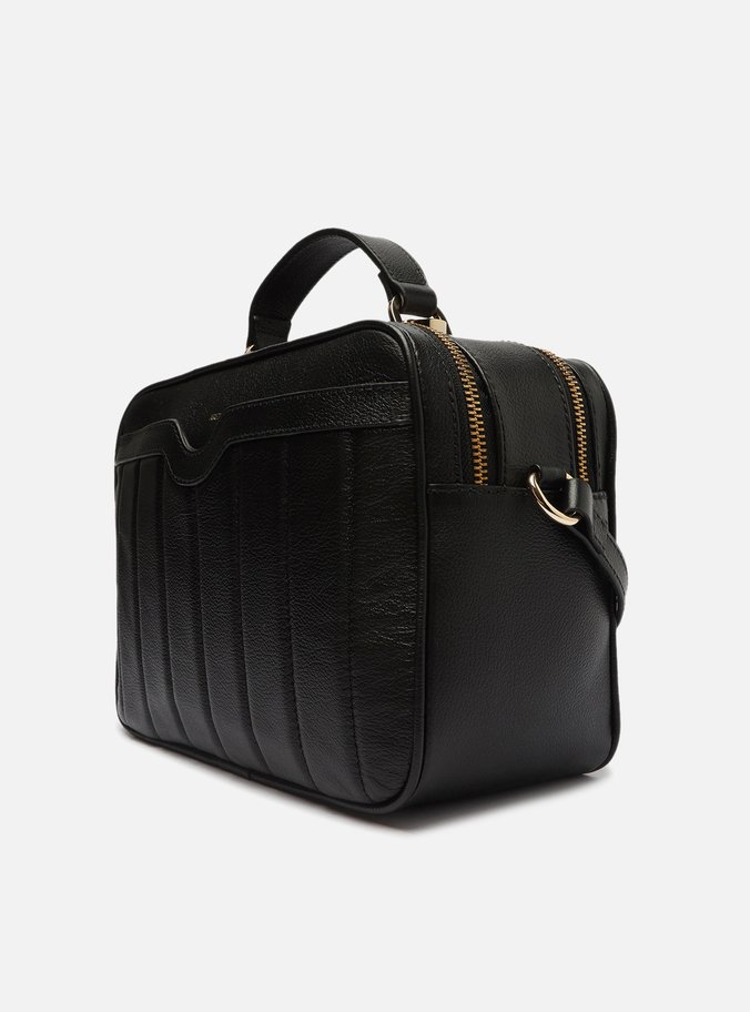 Bolsa Tiracolo Preta Couro Francine Média