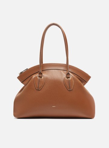 Bolsa Shopping Marrom Couro Grande Moderna