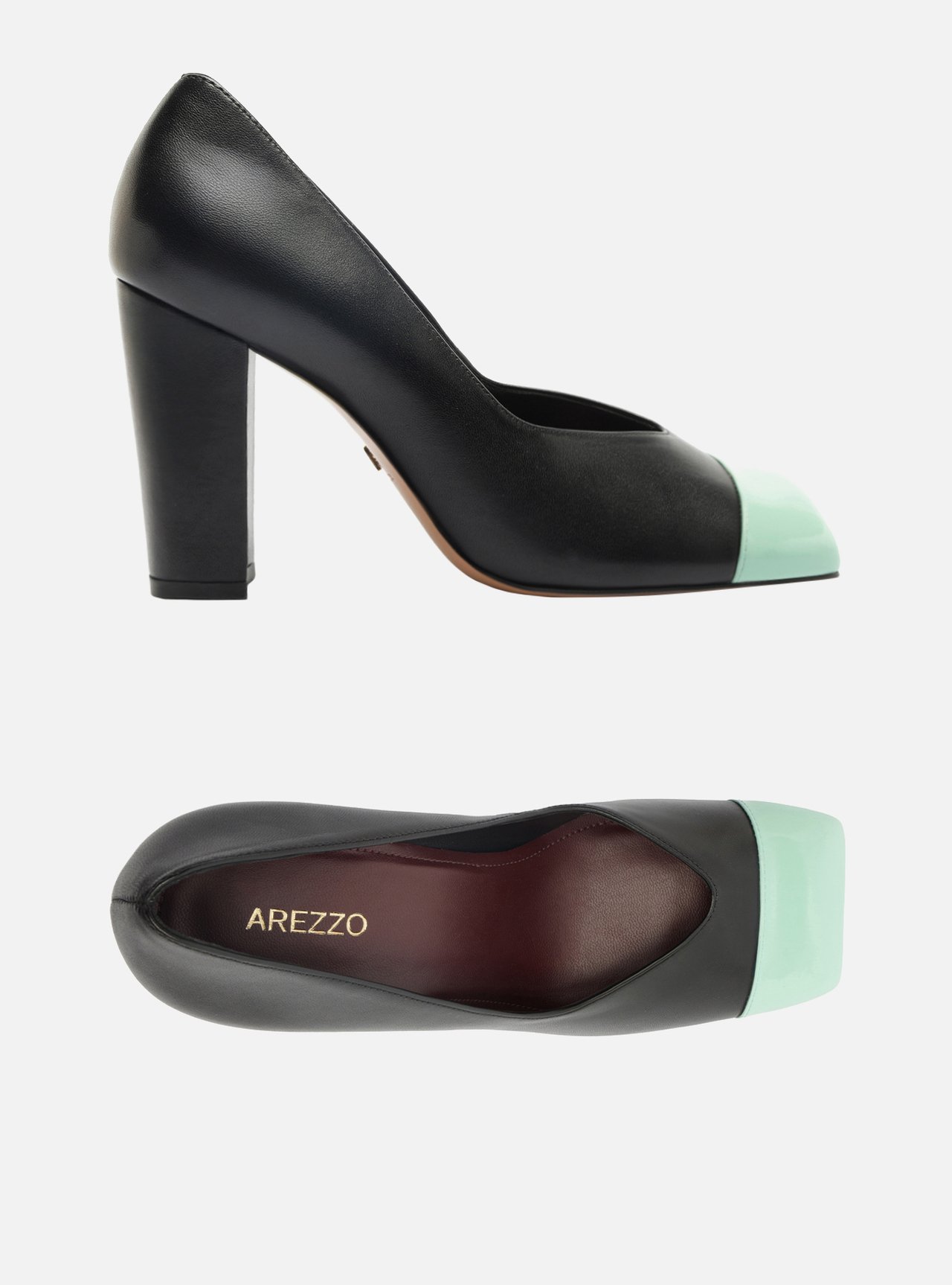 Scarpin Preto Multimaterial Salto Bloco — foto 7
