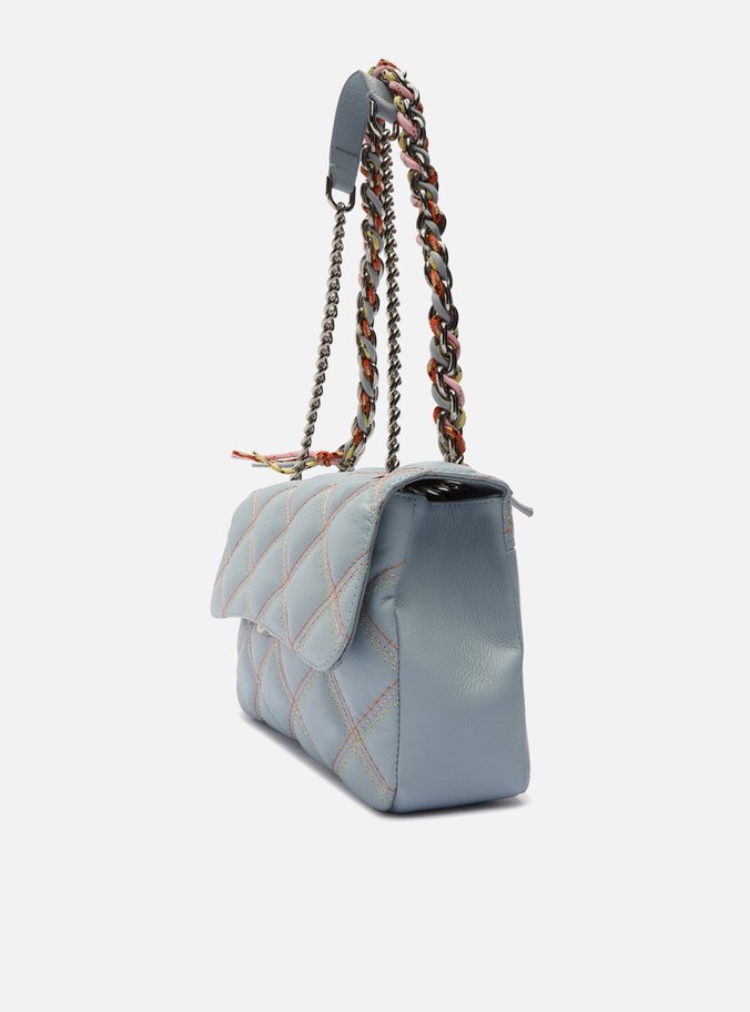 Bolsa Tiracolo Azul Soft Couro Mizz Média