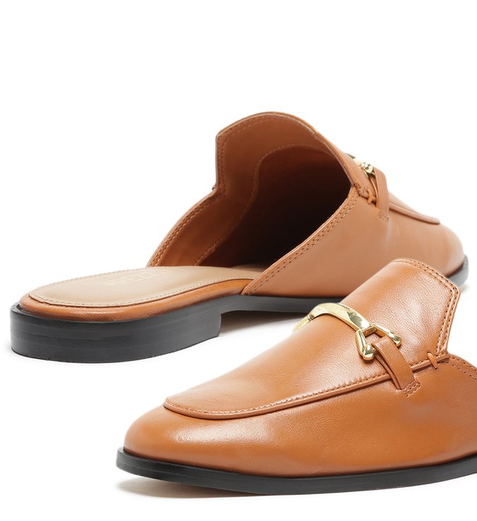 Mule Mocassim Couro Marrom